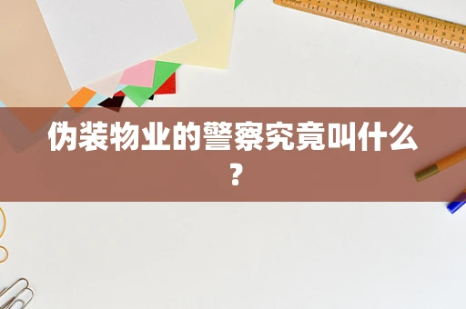 伪装物业的警察究竟叫什么？