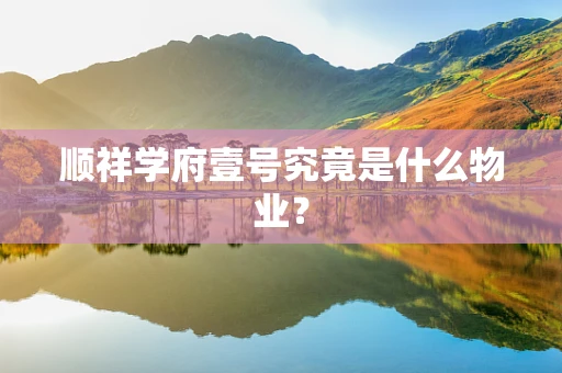顺祥学府壹号究竟是什么物业？