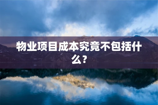物业项目成本究竟不包括什么？