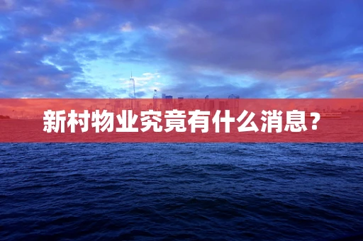 新村物业究竟有什么消息？