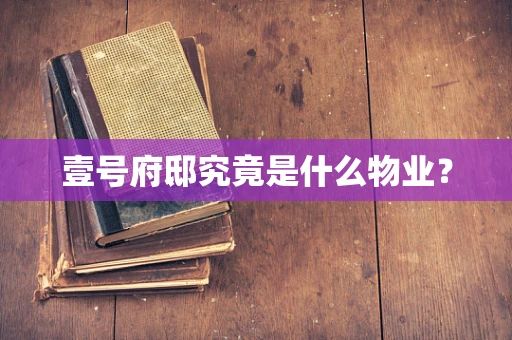 壹号府邸究竟是什么物业？