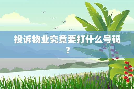 投诉物业究竟要打什么号码？